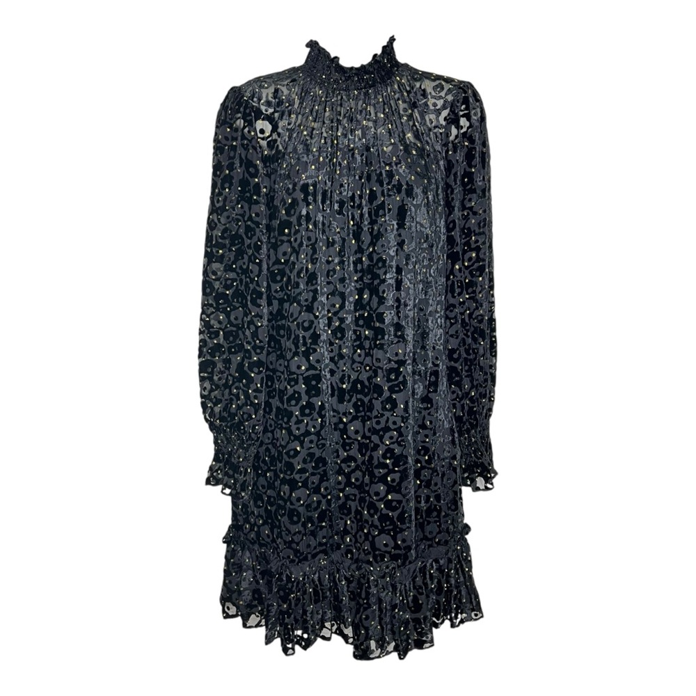 Alex Marie Skylar Velvet Burnout Black Tiered High Neck Special Occasion Dress - Picture 3 of 12